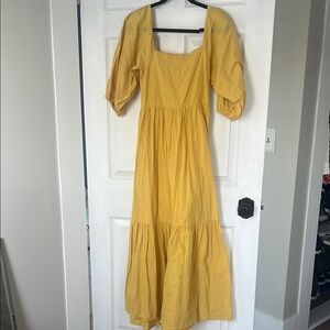 Billabong Yellow Smocked Tiered Sundress
